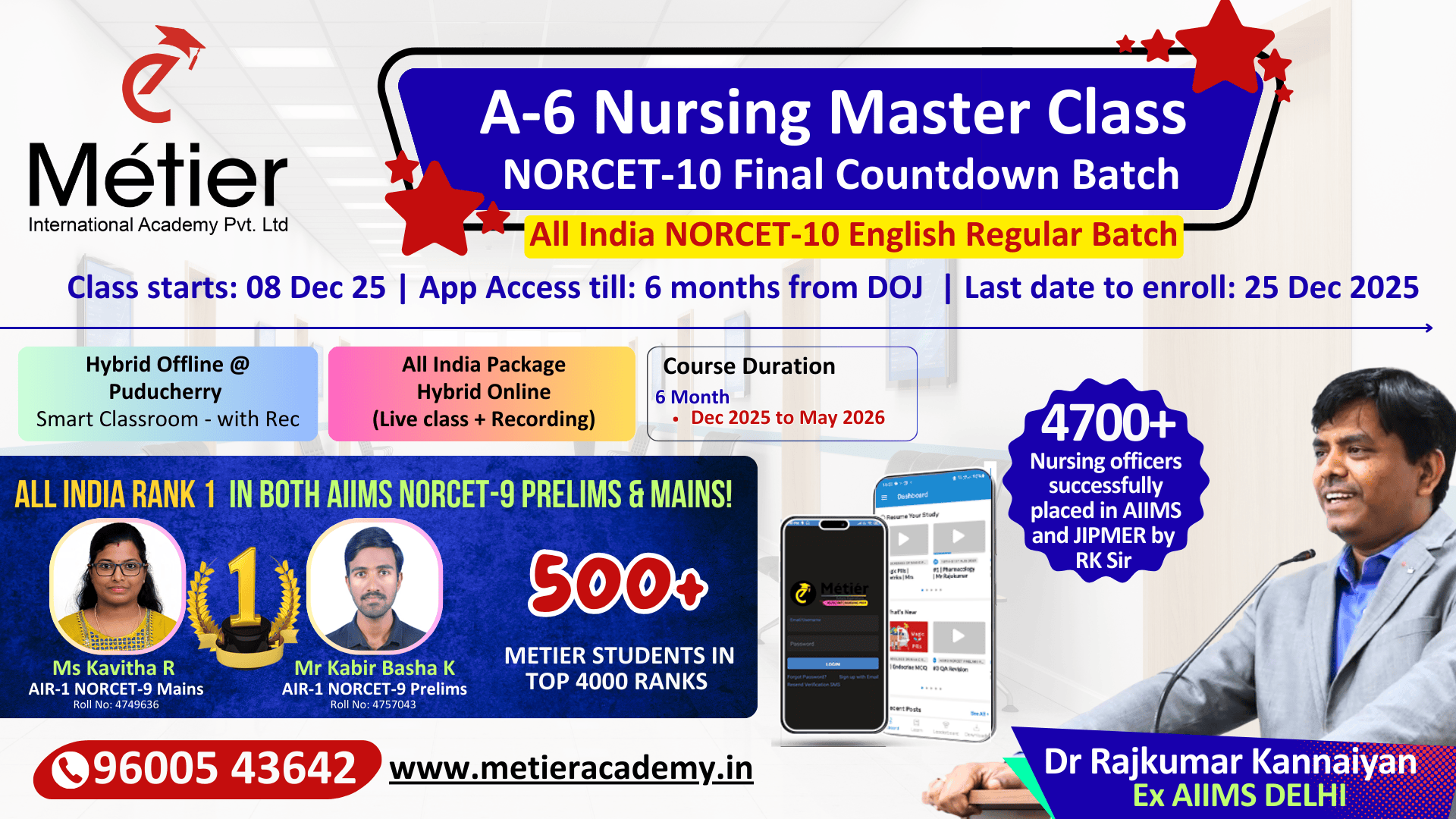 Admission open - A-6 Nursing Master Class NORCET-10 Final Countdown Batch