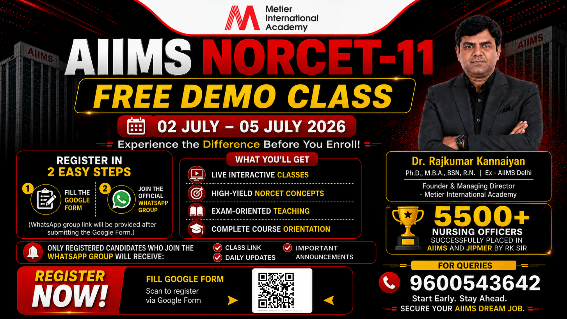 AIIMS NORCET-11 | FREE DEMO CLASS (02–05 July 2026)